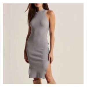 Abercrombie & Fitch 
Bodycon midi dress ribbed knit sleeveless gray XS